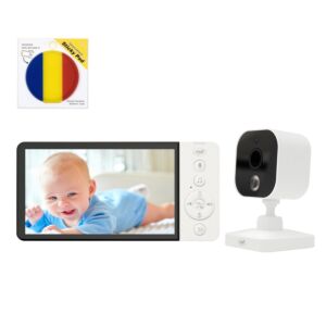 Video beebimonitor PNI BM500 pakett 5-tollise ekraaniga traadita 2,4 GHz ja kleepuva padjaga lipukesega