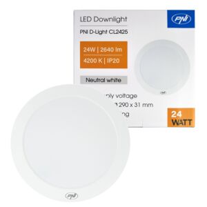 LED-laevalgusti PNI D-Light CL2425 24W, ümmargune, 4200K, 230V toiteallikas, 2640 lm, neutraalne valge, läbimõõt 29 cm
