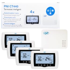 Nutikas termostaat PNI CT440 traadita PNI CT440, WiFi, 4 tsooni juhtimine interneti kaudu, keskküttesüsteemidele, pumpadele, elektripumpadele, elektripumpadele ja muudele seadmetele.