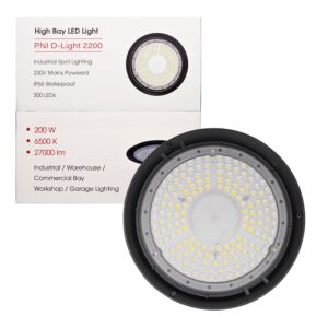 LED-lamp PNI D-Light 2200 tüüpi High Bay, 200W, 27000lm, 6500K, 230 V toiteallikas, IP65, tööstuslikuks valgustamiseks spaades