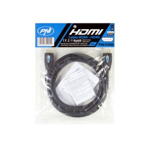 PNI H300 kiire 1.4V HDMI-kaabel, pistikühendus, Ethernet, kullatud, 3m