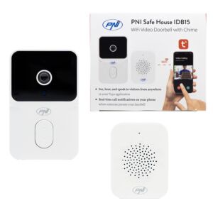 PNI Safe House IDB15 WiFi video uksekell, öönägemine, IP54, sisseehitatud aku, juhtimine Tuya rakendusest