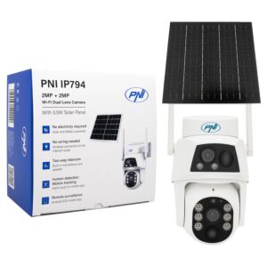 PNI IP794 videovalvekaamera koos Wi-Fi-ga, PTZ, kahe objektiiviga 2MP + 2MP, 5,5W päikesepaneel, 8000mAh blokaku