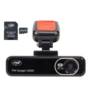 PNI Voyager S2600 DVR autokaamera pakett, WiFi, 4K Ultra HD, GPS ja 256GB microSD mälukaart kaasas