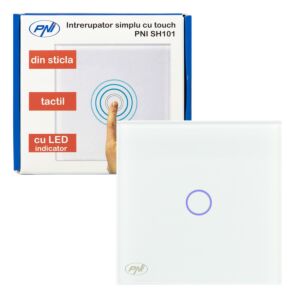 Lihtne lüliti PNI SH101 klaasist puutega, valge LED-indikaatoriga