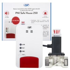 PNI Safe House Dual Gas 250 komplekt koos vingugaasianduri (CO) anduri ning maagaasi ja solenoidklapiga