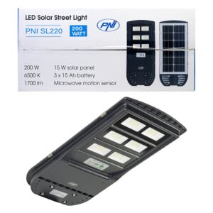 Tänavavalgustuse lamp PNI SL220 SL220 13W, sisseehitatud päikesepaneeliga 15W, 6500K, 1700lm, 3 x sisseehitatud 15Ah aku, s