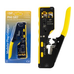 PNI SR7 tangid, kaablite lõikamiseks ja eemaldamiseks ning RJ12, RJ45 CAT5, CAT6, CAT7 pistikute kokkupressimiseks, kollane