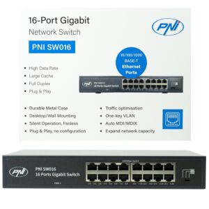 Lüliti PNI SW016, 16 x 10/100/1000 Mbps, Gigabit, metallkorpus