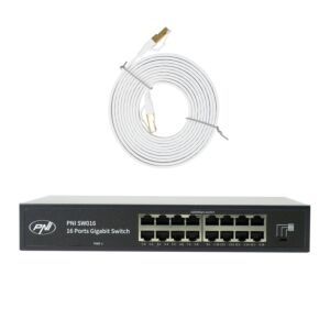 PNI SW016 Switch Package, 16 x 10/100/1000 Mbps, Gigabit, metallkorpus ja 3m CAT8 Patch PNI U8030W