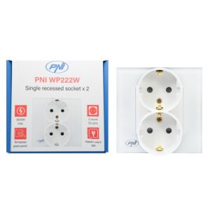 PNI WP222W lihtne x2 sisseehitatud valge klaasraamiga pistikupesa
