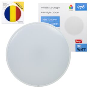PNI D-Light CL2436T Wi-Fi LED-laevalgusti pakett, RGBW, 36W, hämardatav, sinise kleepuva padjaga kaasas
