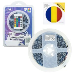 PNI 5050RGB LED-ribade pakett 300 LED-i, RGB, hämardatav, valgusefektid, 5 meetrit, IP20 ja kleepuv lipp komplektis