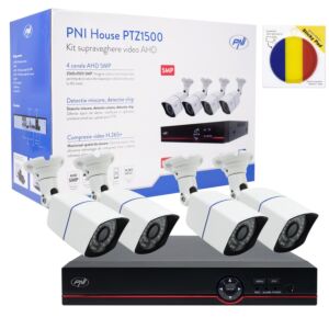 AHD PNI House PTZ1500 5MP DVR videovalvekomplekt - 4 kaamerat ja kleepuv lipp