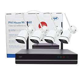PNI House IPMAX POE 3 videobewakingskit, NVR met 4 POE-poorten met 4 3MP IP-camera's, buiten en PNI SafeHouse 1TB HDD inbegrepen