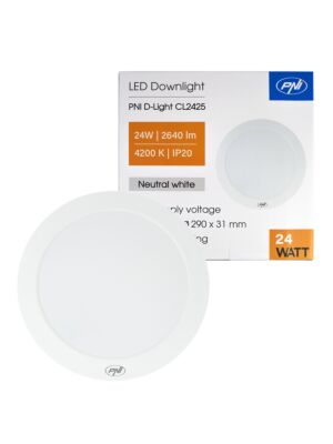 LED-laevalgusti PNI D-Light CL2425 24W, ümmargune, 4200K, 230V toiteallikas, 2640 lm, neutraalne valge, läbimõõt 29 cm
