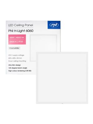 LED-paneel PNI H-Light 6060 48W, 600x600mm, 4800lm, 6400K, siseruumides, süvistatav