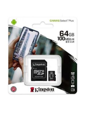 MicroSD Canvas Select Plus mälukaart, 64 GB, 100 MB / s, koos adapteriga