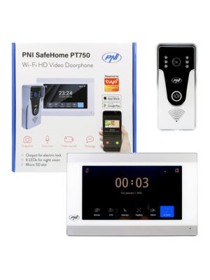 Nutikas video sisetelefon PNI SafeHome PT750 WiFi HD, P2P, sisemonitor, spetsiaalne Tuya Smart rakendus, integreerimine