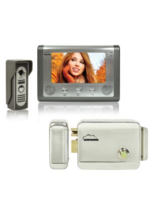 7-tollise LCD-ekraaniga SilverCloud House 715 video-intercom-komplekt ja elektromagnetilise Yala-ga SilverCloud YR300