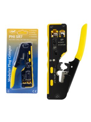 PNI SR7 tangid, kaablite lõikamiseks ja eemaldamiseks ning RJ12, RJ45 CAT5, CAT6, CAT7 pistikute kokkupressimiseks, kollane