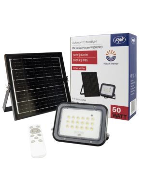 LED-reflektor PNI GreenHouse WS50 PRO 50W koos 6W päikesepaneeliga, 5000mAh aku, 800lm, kaugjuhtimispult, ajastus ja heledus